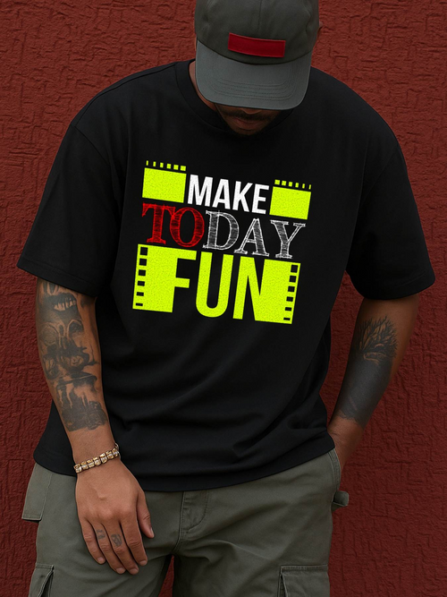 Men's Graphic T-Shirt Make Today Fun Neon Blocks With Vibrant Letters And Movie Reel Elements T Shirt