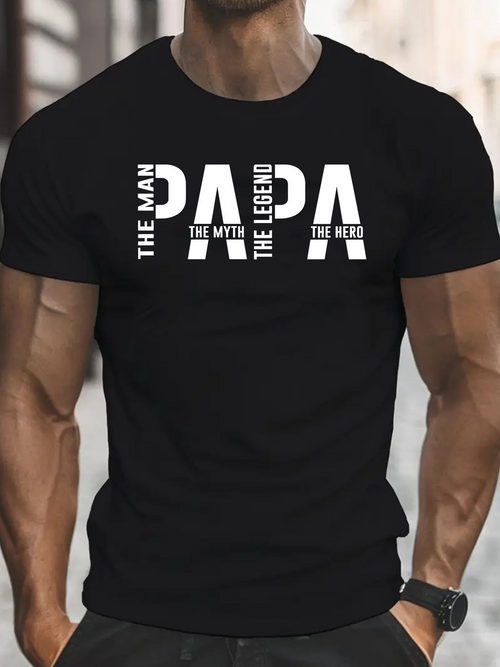 Men's Graphic T-Shirt The Man The Myth The Legend The Hero Papa Bold White Text T Shirt