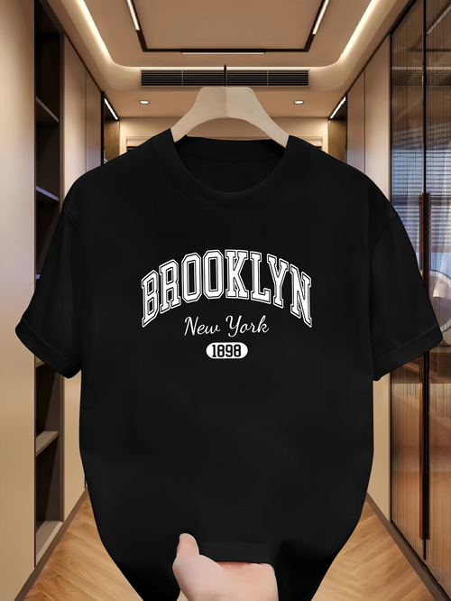 Men's Graphic T-Shirt Brooklyn New York Vintage Inspired Textured Lettering T Shirt