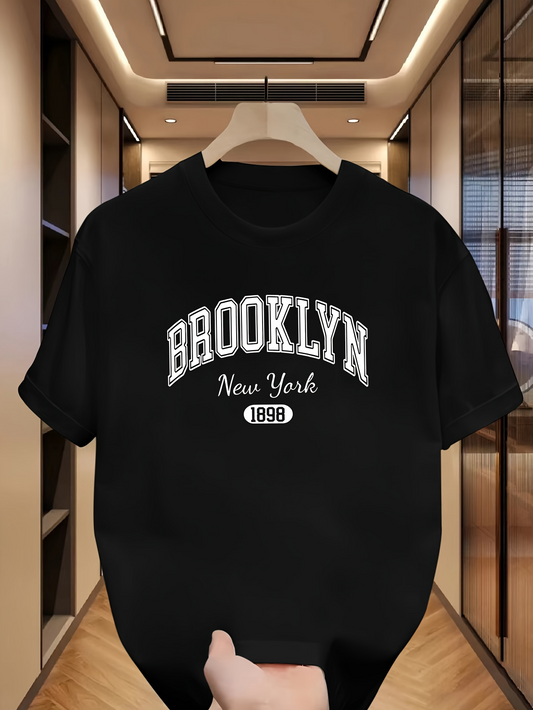 Men's Graphic T-Shirt Brooklyn New York Vintage Inspired Textured Lettering T Shirt