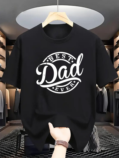 Men's Graphic T-Shirt Best Dad Ever Stylish Handwritten Logo Print Dad