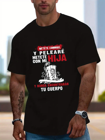 Men's Graphic T-Shirt Cartoon Skull With Crossed Bones Surrounded By Dramatic Bold Lettering Skull