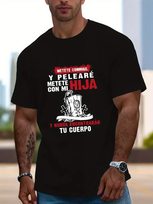 Men's Graphic T-Shirt Cartoon Skull With Crossed Bones Surrounded By Dramatic Bold Lettering Skull