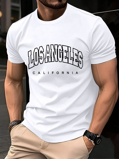 Men's Graphic T-Shirt Los Angeles California Bold Modern Text On Minimal White Shirt