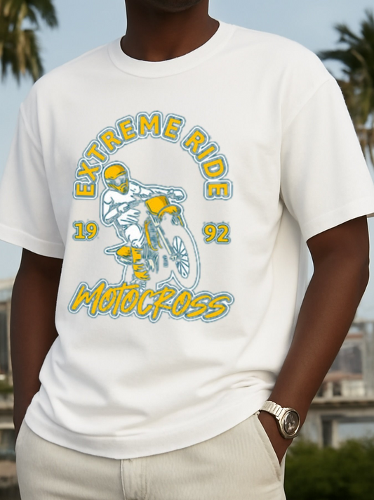 Men's Graphic T-Shirt Extreme Ride 1992 Speed Racer Motocross With Dynamic Action Motorcycle