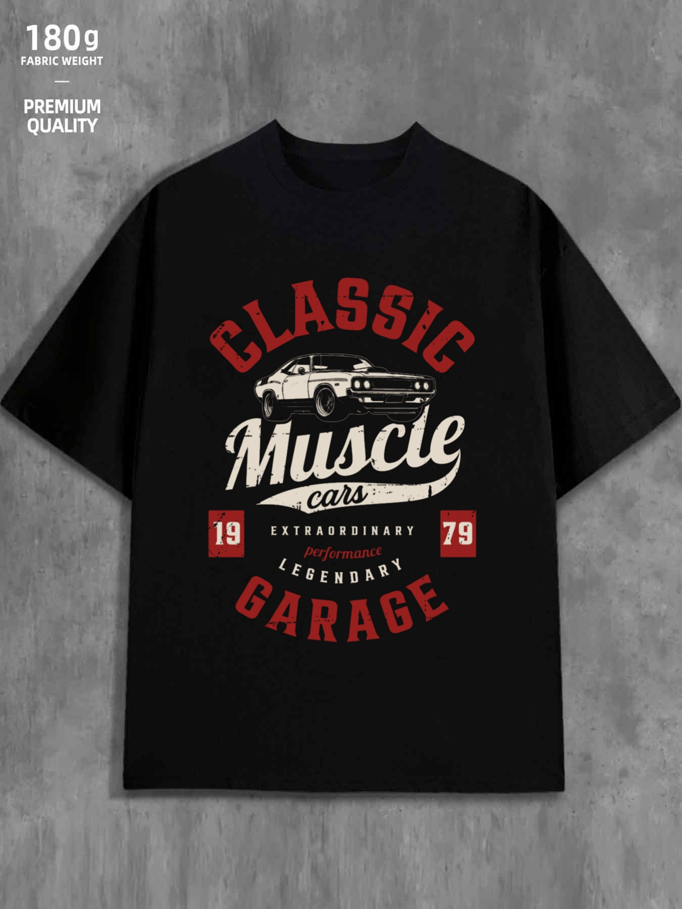 Men's Graphic T-Shirt Classic Muscle Cars Legendary Garage With Vintage Retro Sports Car