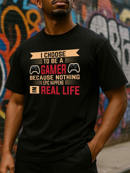 Men's Graphic T-Shirt I Choose To Be A Gamer With Game Controllers Urban Life Scene