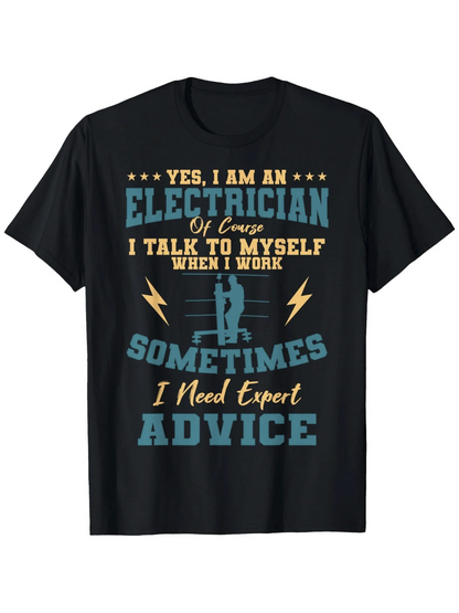 Men's Graphic T-Shirt Yes I Am An Electrician With Lightning Bolts And Powerline Worker