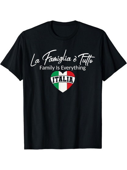 Men's Graphic T-Shirt Family Is Everything Heart Shaped Flag With Italia Lettering