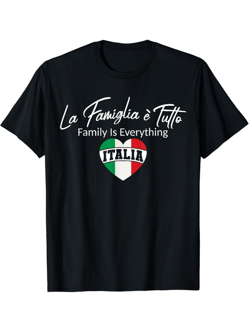 Men's Graphic T-Shirt Family Is Everything Heart Shaped Flag With Italia Lettering