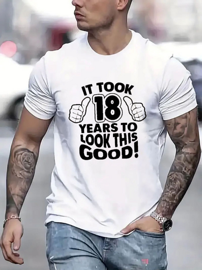 Men's Graphic T-Shirt It Took Eighteen Years To Look This Good Cartoon Hands Number