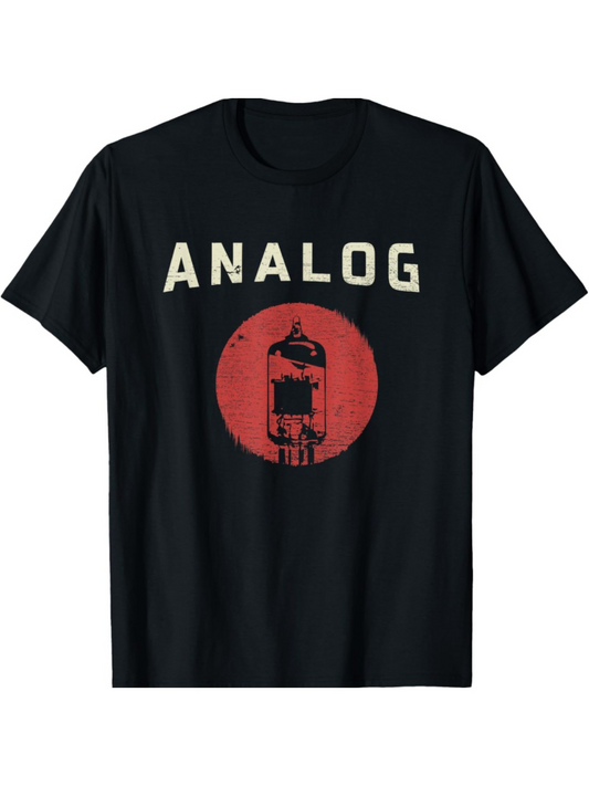 Men's Graphic T-Shirt Analog Vintage Electronic Tube Design With Red Circle Centerpiece