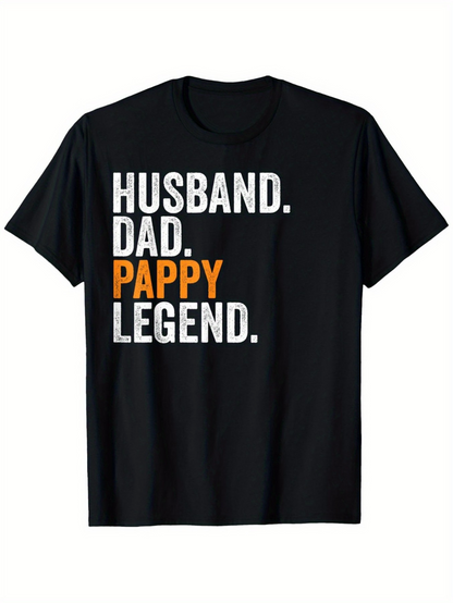 Men's Graphic T-Shirt Husband Dad Pappy Legend Bold Block Letter Statement