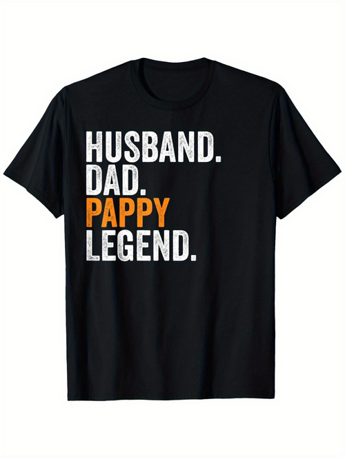 Men's Graphic T-Shirt Husband Dad Pappy Legend Bold Block Letter Statement