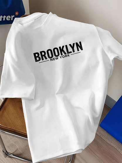 Men's Graphic T-Shirt Brooklyn New York Minimalist Urban Lettering Cityscape Shirt
