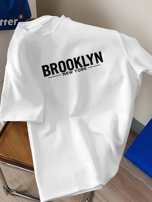 Men's Graphic T-Shirt Brooklyn New York Minimalist Urban Lettering Cityscape Shirt