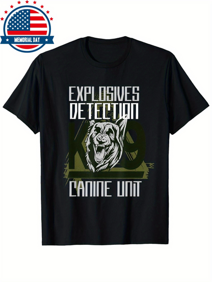 Men's Graphic T-Shirt Explosives Detection Unit Fierce Watchful Dog Among Military Symbols