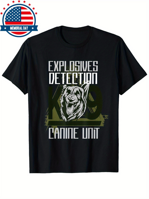 Men's Graphic T-Shirt Explosives Detection Unit Fierce Watchful Dog Among Military Symbols