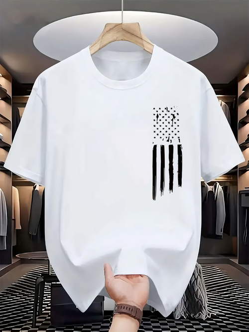 Men's Graphic T-Shirt Abstract Minimalist Flag With Artistic Streak Pattern Design