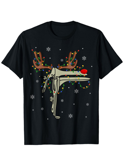 Men's Graphic T-Shirt Festive Reindeer With Antlers Snowflakes Red Nose Wrench Tool