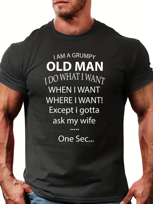 Men's Graphic T-Shirt Grumpy Old Man Humorous Statement Printed Black T Shirt