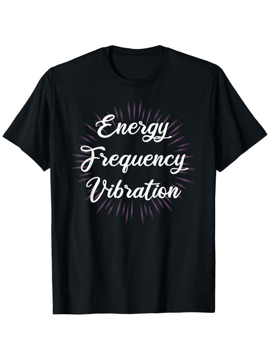 Men's Graphic T-Shirt Energy Frequency Vibration Radiating Lines And White Glow Lettering T Shirt