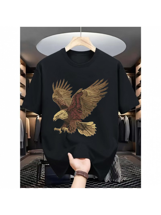 Men's Graphic T-Shirt Majestic Wilderness Eagle Soaring Among Painted Feathers And Open Wings