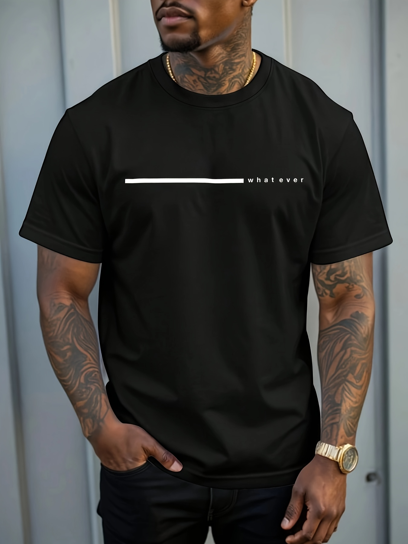Men's Graphic T-Shirt Minimal Line Graphic With Simple Casual Modern Black T Shirt