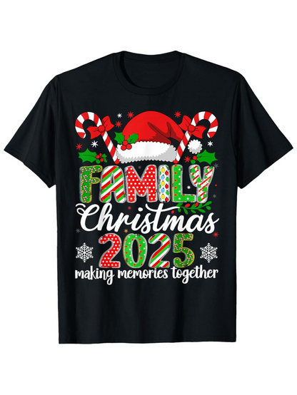 Men's Graphic T-Shirt Family Christmas 2025 Making Memories Together With Candy Canes Santa Hat And Snowflakes