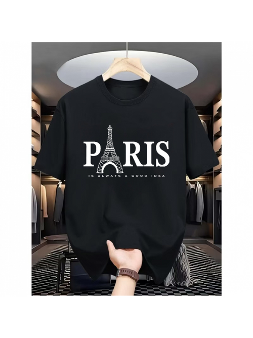 Men's Graphic T-Shirt Paris Night Lights With Iconic Paris Landmark Eiffel Tower