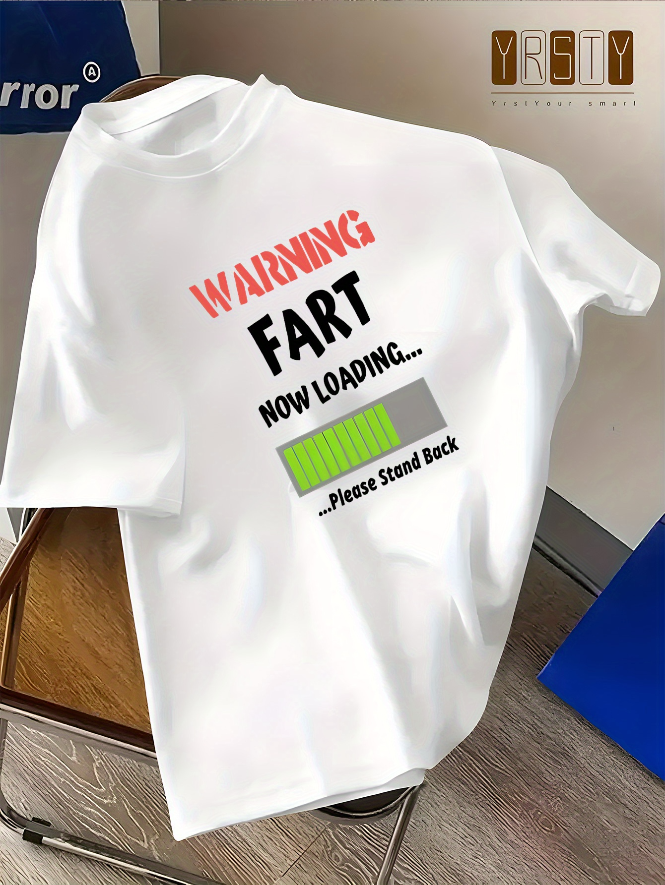 Men's Graphic T-Shirt Warning Fart Now Loading Please Stand Back Funny Text