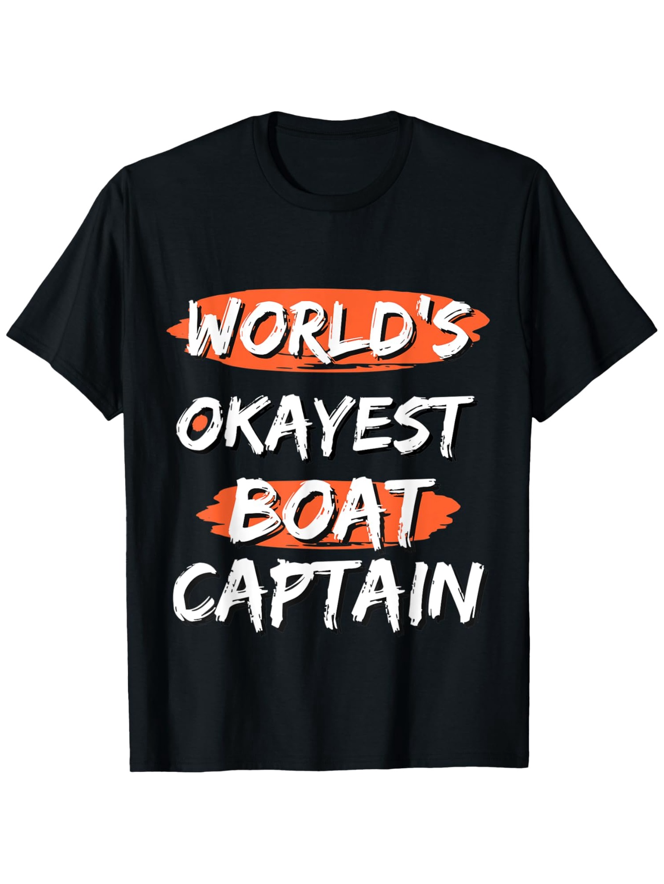 Men's Graphic T-Shirt Worlds Okayest Boat Captain White Distressed Brush Lettering T Shirt