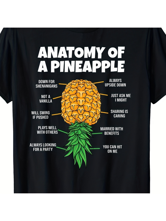Men's Graphic T-Shirt Anatomy Of A Pineapple With Quirky Fun Sayings Pineapple