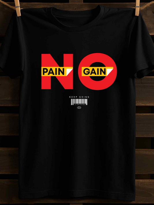 Men's Graphic T-Shirt No Pain No Gain With Bold Red Lettering Statement