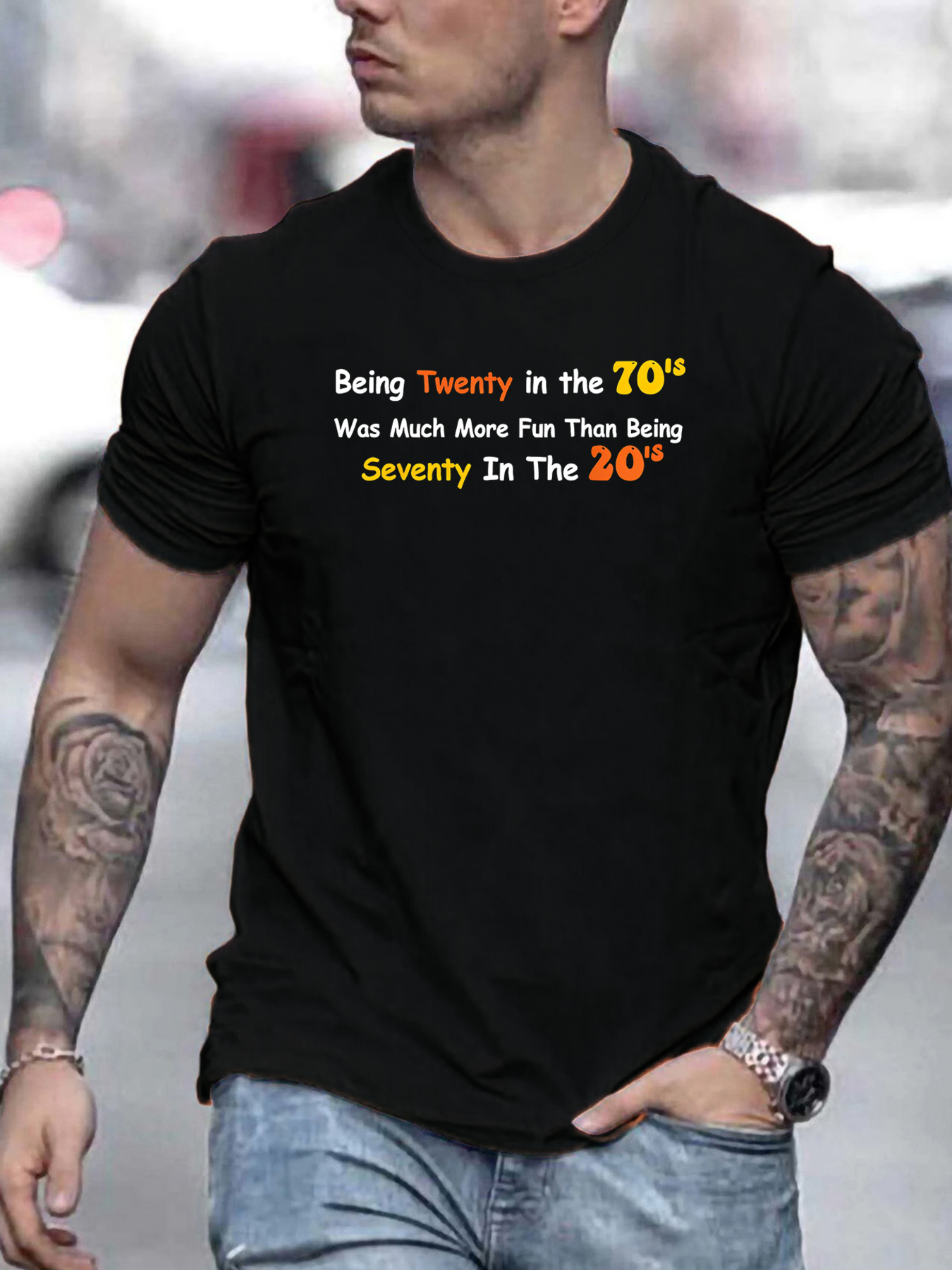 Men's Graphic T-Shirt Being Twenty In The Seventies With Fun Lettered Graphic T Shirt