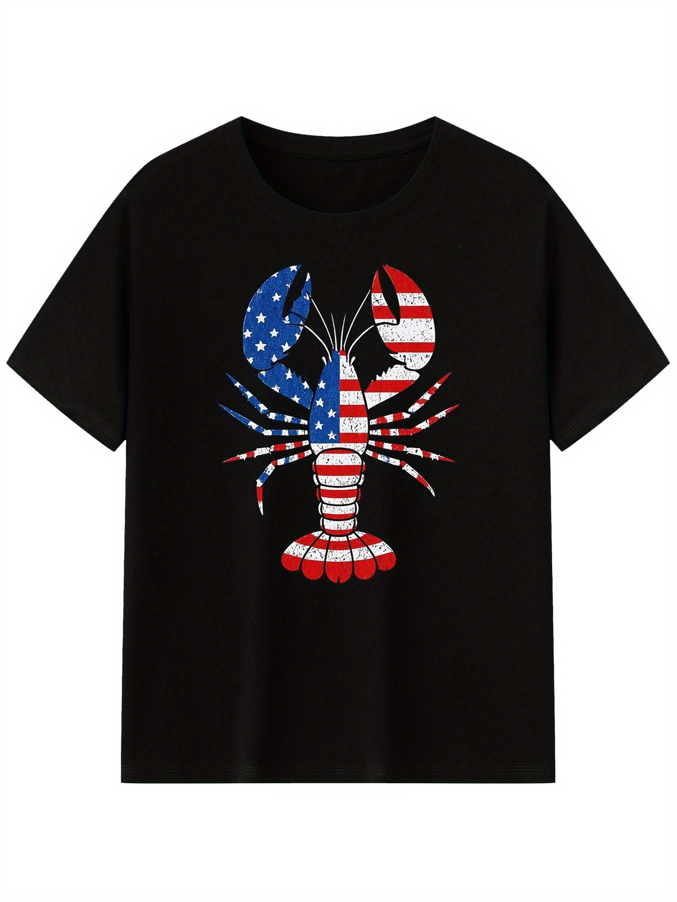 Men's Graphic T-Shirt Patriotic Stars And Stripes Pattern On American Lobster