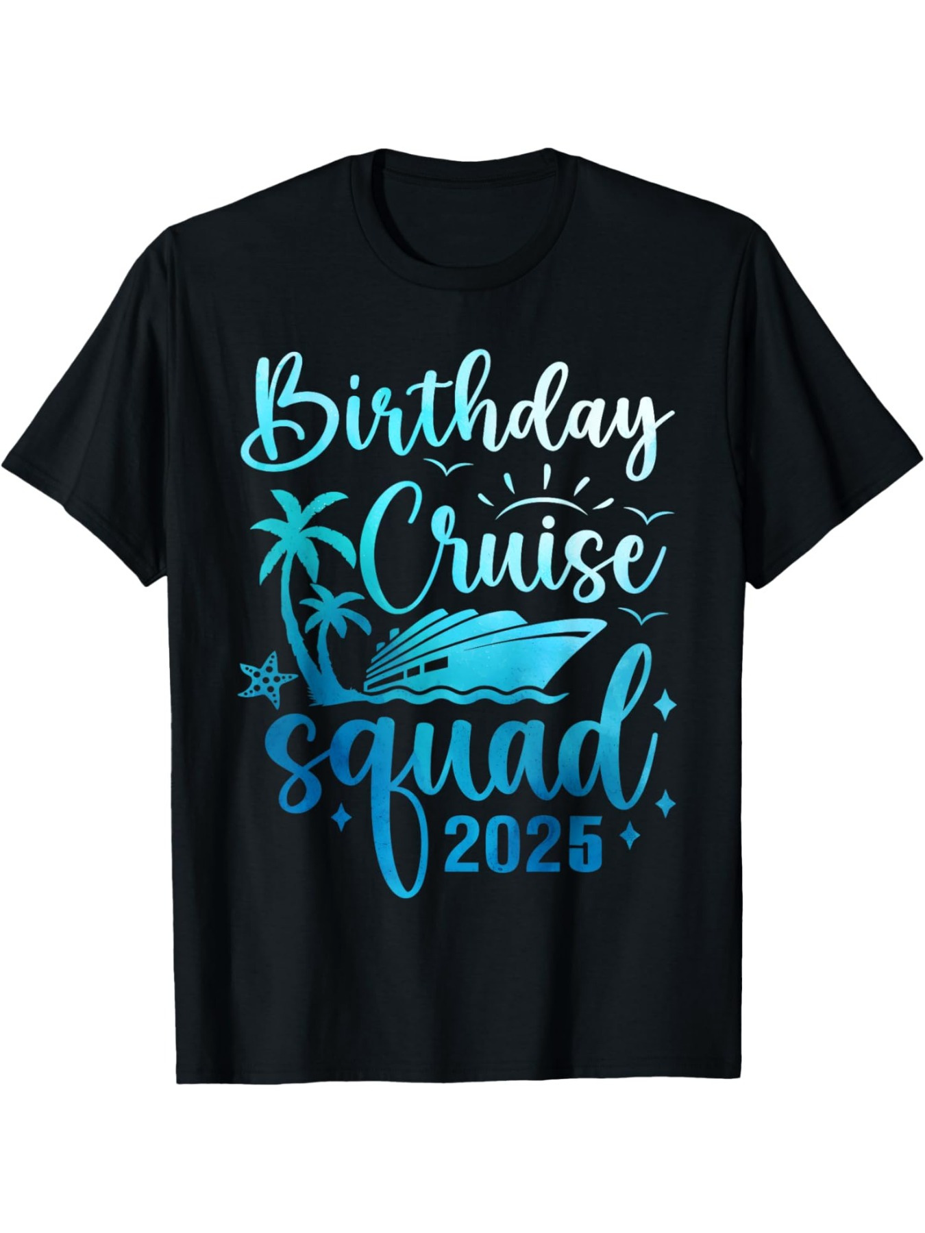 Men's Graphic T-Shirt Birthday Cruise Squad With Palm Trees Sunset Waves And Ocean Yacht