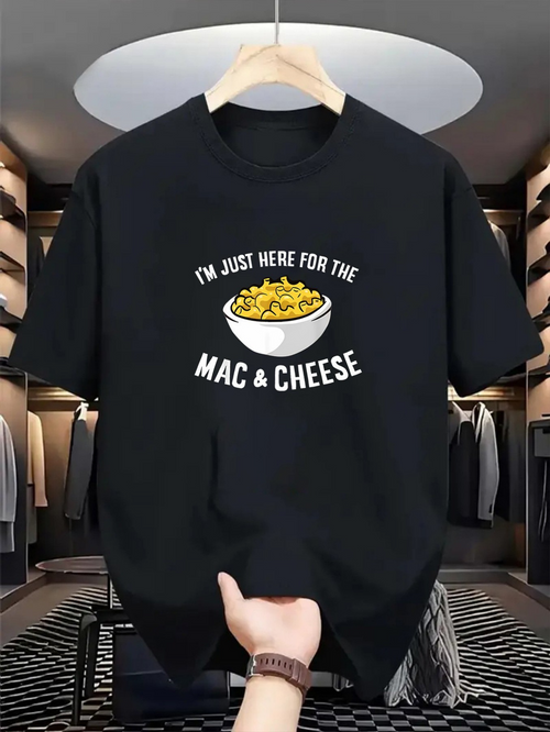 Men's Graphic T-Shirt Im Just Here For The Mac And Cheese Bowl Of Creamy Pasta Under Spotlight