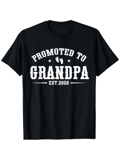 Men's Graphic T-Shirt Promoted To Grandpa Est 2026 With Tiny Baby Footprints Grandpa