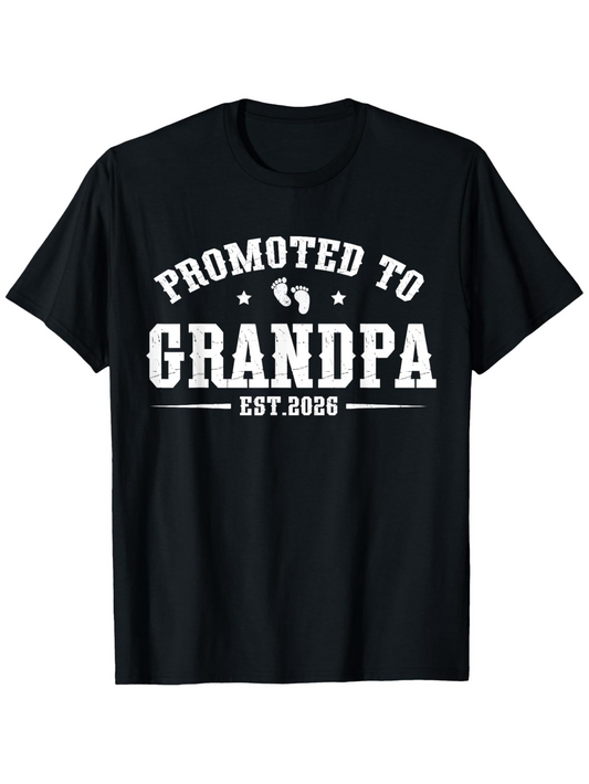 Men's Graphic T-Shirt Promoted To Grandpa Est 2026 With Tiny Baby Footprints Grandpa
