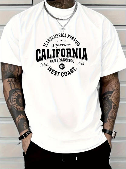 Men's Graphic T-Shirt West Coast Urban Typography Inspired Classic California Tee