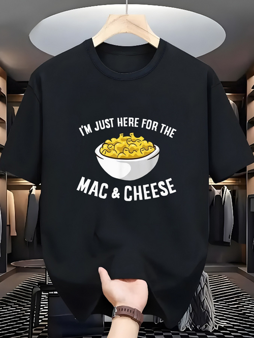 Men's Graphic T-Shirt Im Just Here For The Creamy Cheese Bowl Under Bright Lights Macaroni