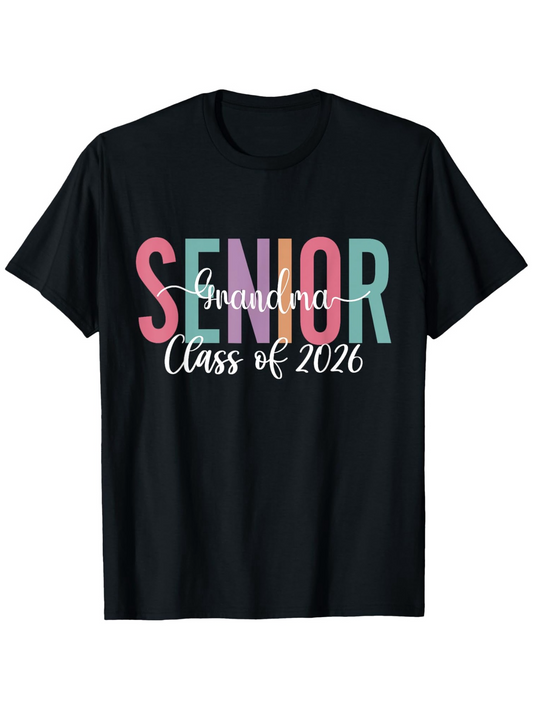 Men's Graphic T-Shirt Senior Grandma Class Of Twenty Twenty Six Colorful Letters On Shirt