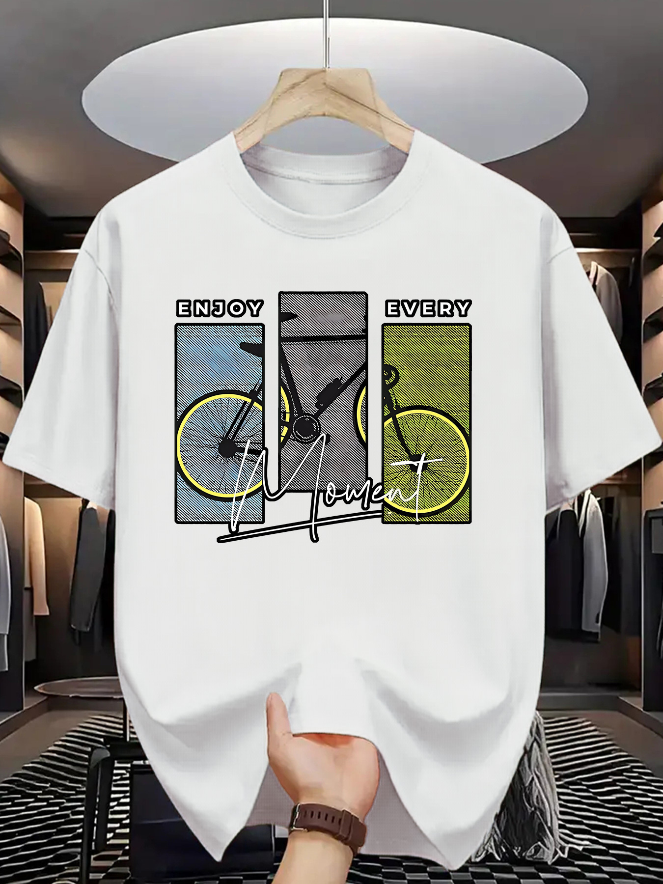 Men's Graphic T-Shirt Enjoy Every Moment With Modern Urban Graphic Bicycle