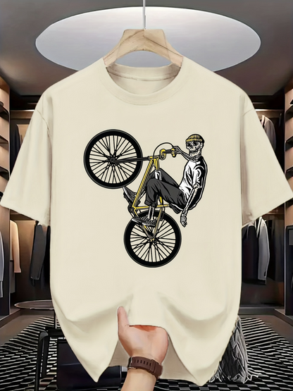 Men's Graphic T-Shirt Urban Stunt Cycling With Golden Bicycle And Cool Rider