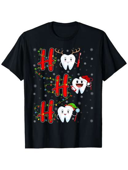 Men's Graphic T-Shirt Merry Christmas Snowflakes With Festive Smiling Holiday Teeth