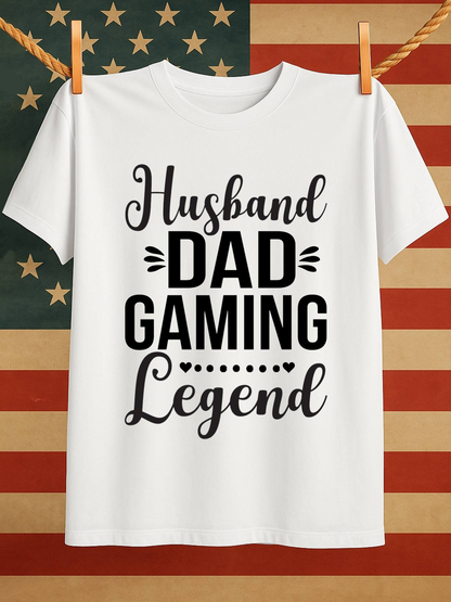 Men's Graphic T-Shirt Husband Dad Gaming Legend With Playful Font And Minimalist Black Text Statement