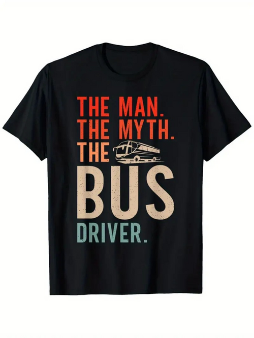 Men's Graphic T-Shirt The Man The Myth The Bus Driver Retro Style Art With Classic Vehicle