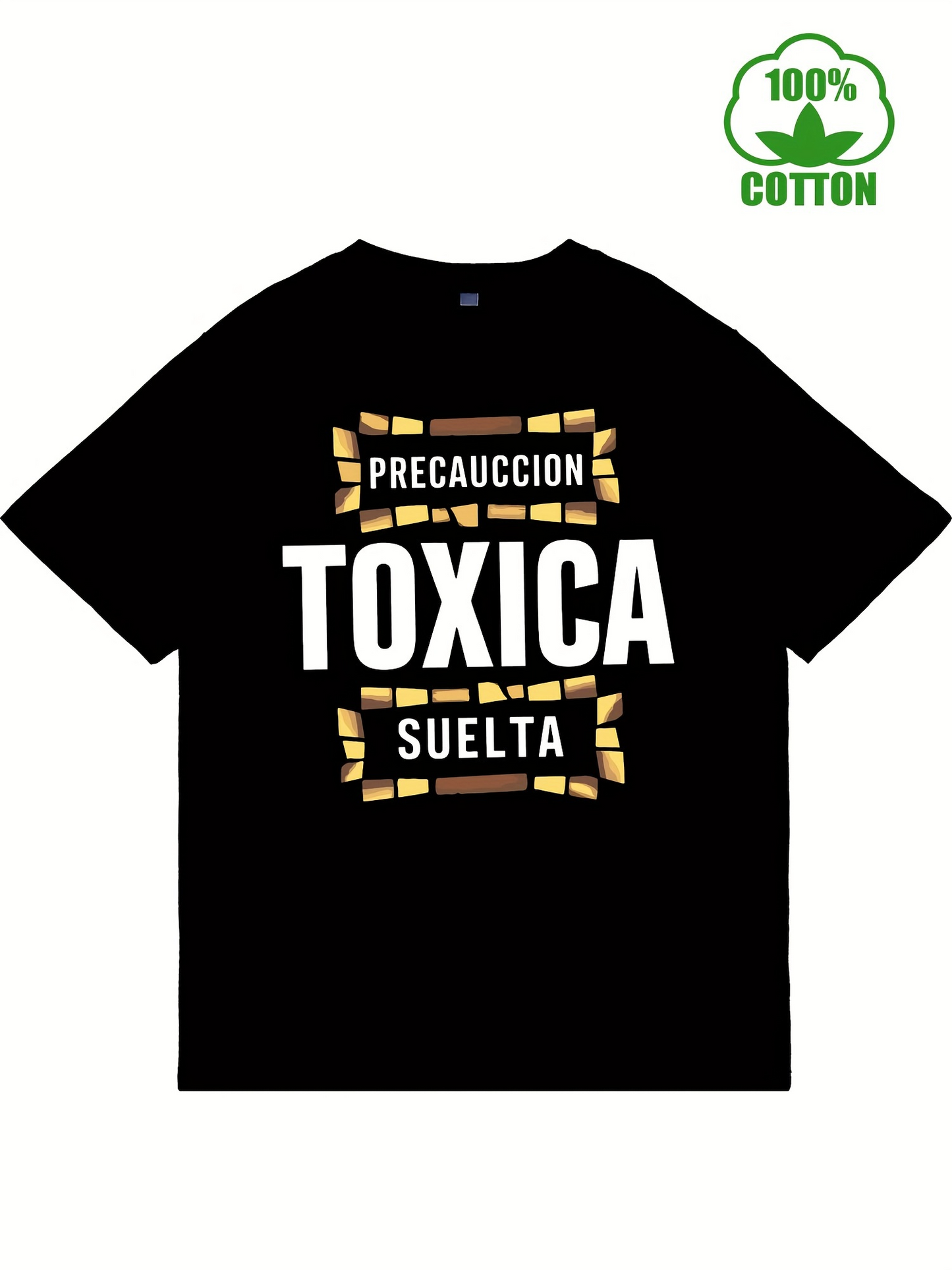 Men's Graphic T-Shirt Warning Statement Bold Letters With Yellow Graphic Elements T Shirt