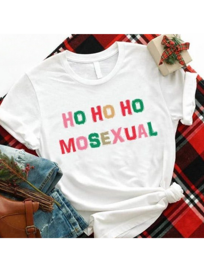 Men's Graphic T-Shirt Ho Ho Ho Colorful Playful Letters Statement Tee